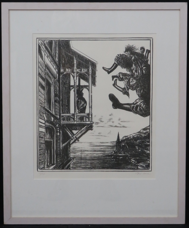 Bernard Verhoeven: Litho, Oproep 2 dagen in de hemel -Ingelijst kopen? Bied vanaf 1!
