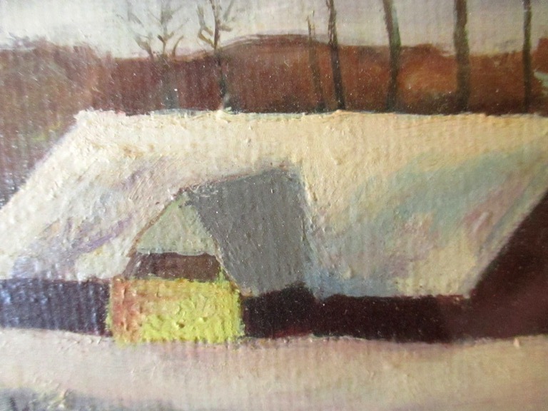 Niet of onleesbaar gesigneerd - Ongesigneerd - Olieverf op schilderskarton - besneeuwd landschap kopen? Bied vanaf 1!