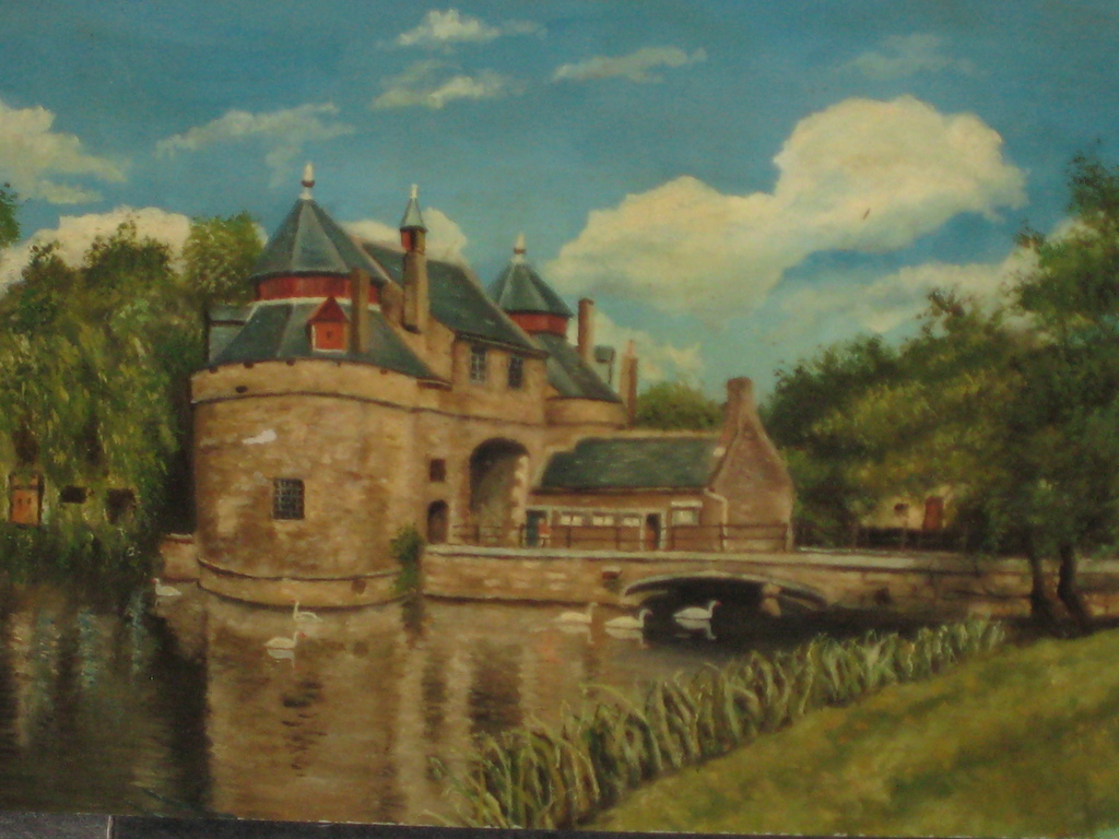 ongesigneerd landschap met kasteel olieverf op board kopen? Bied vanaf 10!