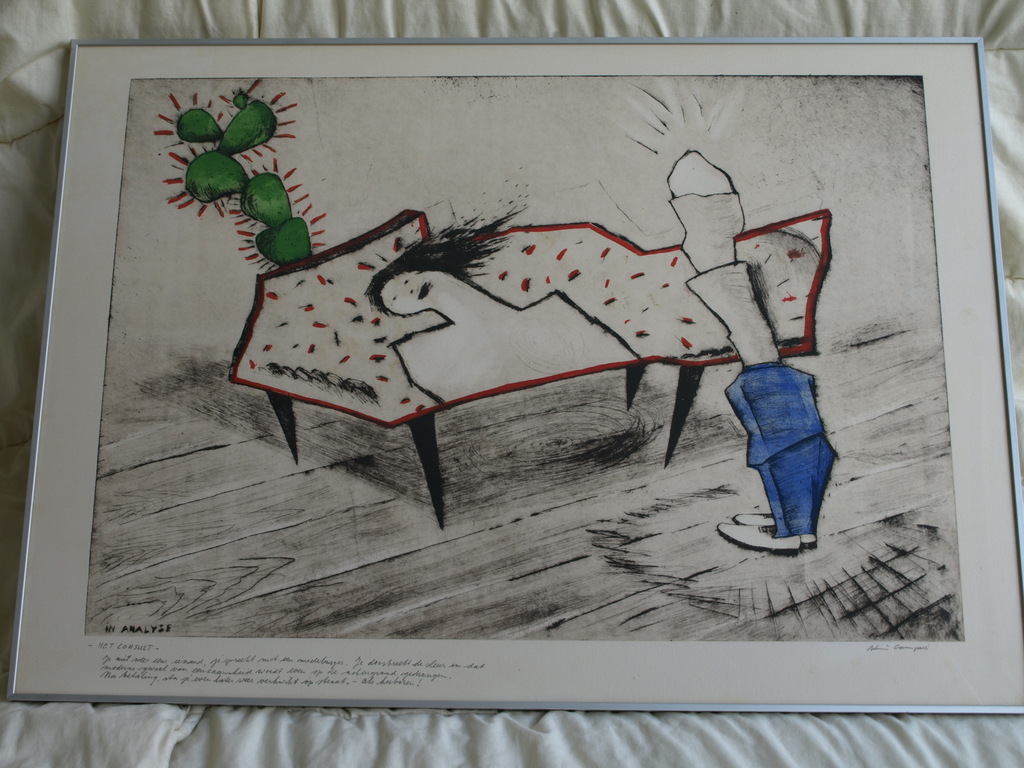 Wim Compier : Ets en aquatint, In Analyse – gesigneerd & ingelijst – ca 1987  verkocht voor € 130!