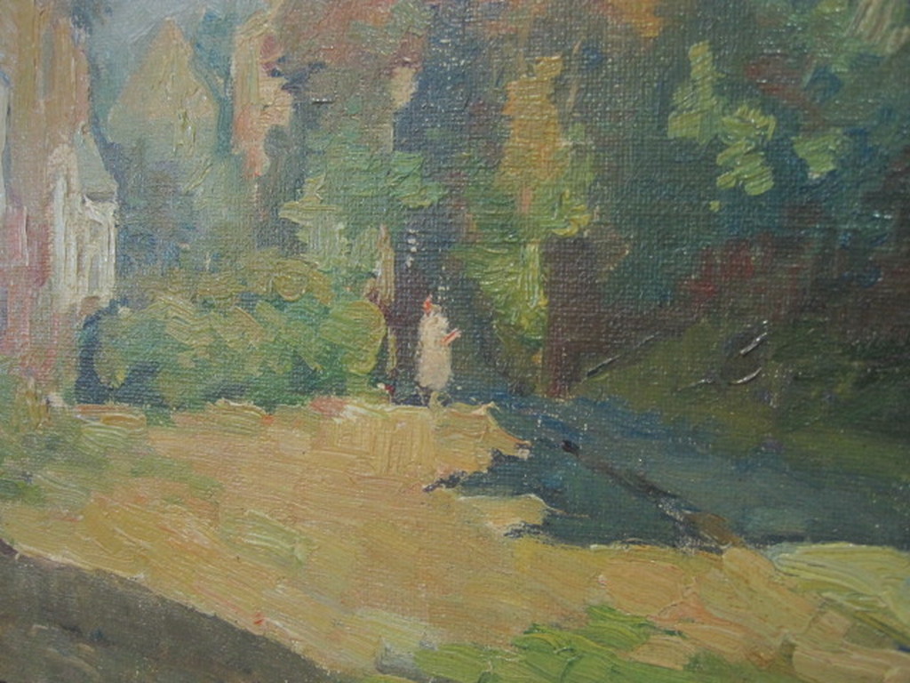 George Lemmers 1871-1944 "zonnig dorpsgezicht" olieverf ca, 1900 kopen? Bied vanaf 1!