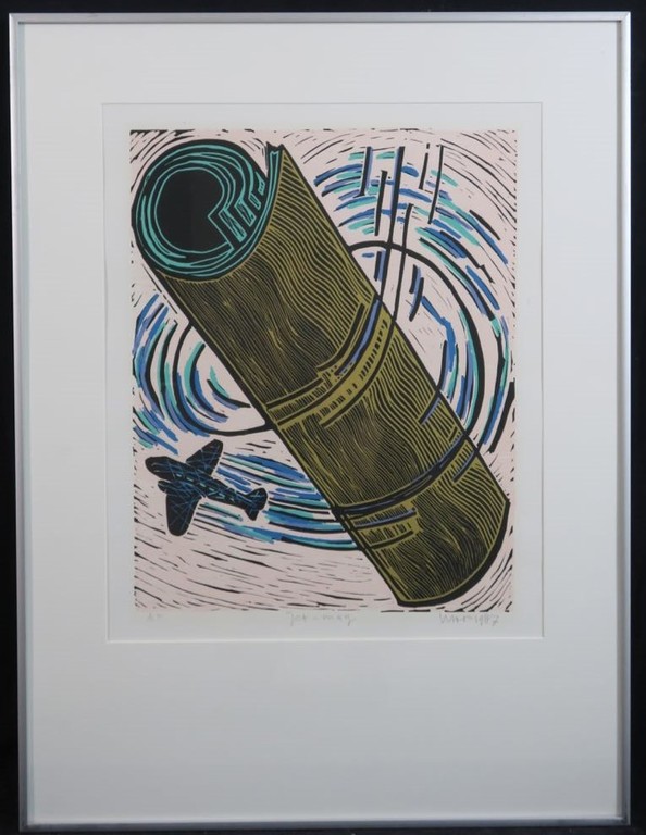 Hans Wap: Zeefdruk, Yet mag - Ingelijst verkocht voor € 40!