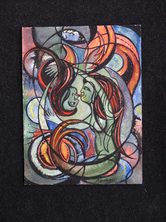 Kornelis Lodder 1892-1987 expressionistisch aquarel " Kain en Naama " gesigneerd kopen? Bied vanaf 1!