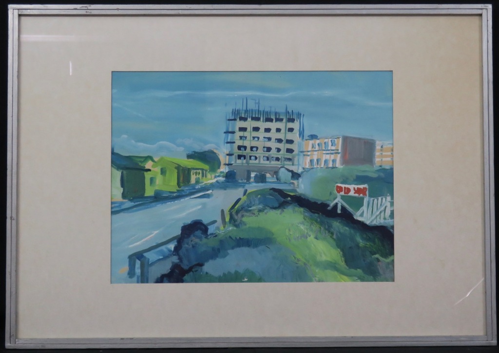 Onbekend gesigneerd: Gouache op papier, Stadsgezicht - Ingelijst kopen? Bied vanaf 1!