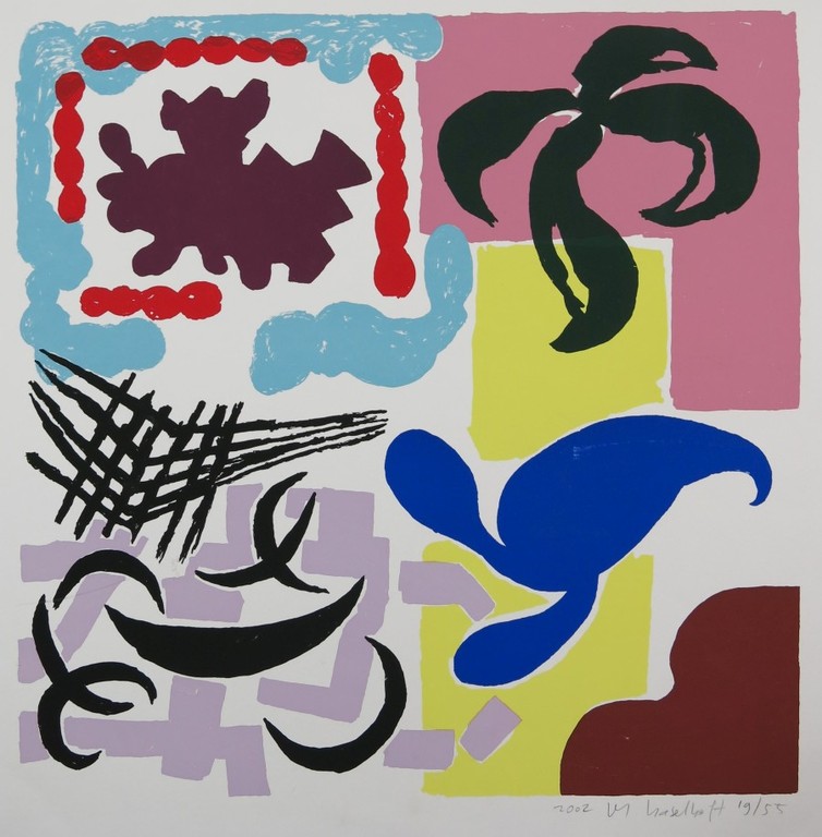 Marianne Haselhoff: Abstracte compositie met groen en blauw kopen? Bied vanaf 1!