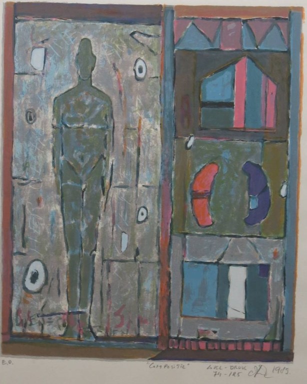 Eric Toebosch: Zeefdruk, Compositie - Ingelijst verkocht voor € 35!