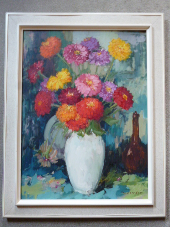 Theodorus van Oorschot - olieverf - Stilleven met dahlia's kopen? Bied vanaf 275!