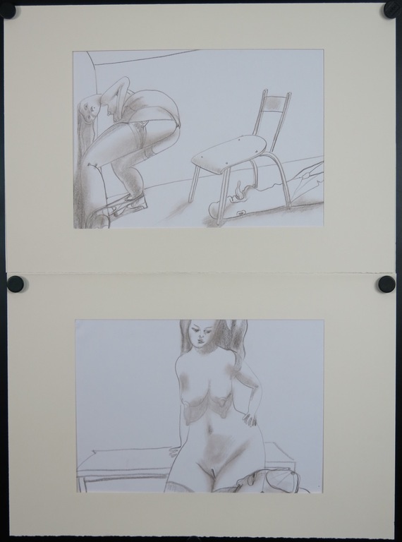 Bart van Hoek: Twee potloodtekeningen, Onder de stoel en Boos meisje kopen? Bied vanaf 1!