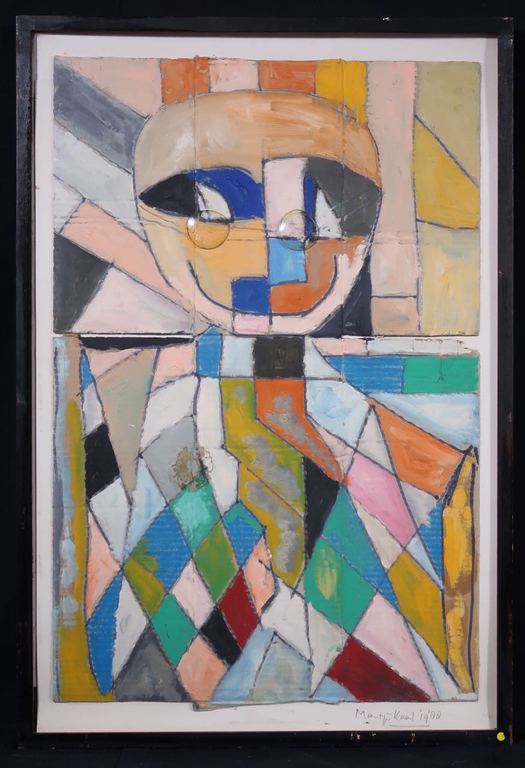 Meertje Kaal: Olieverf en collage op karton, Zonder titel - Ingelijst kopen? Bied vanaf 1!