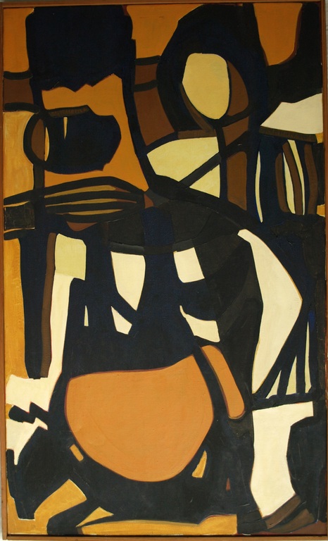 Henk Bos : Acrylverf op doek , Abstract – gesigneerd & ingelijst – ca 1965 kopen? Bied vanaf 90!