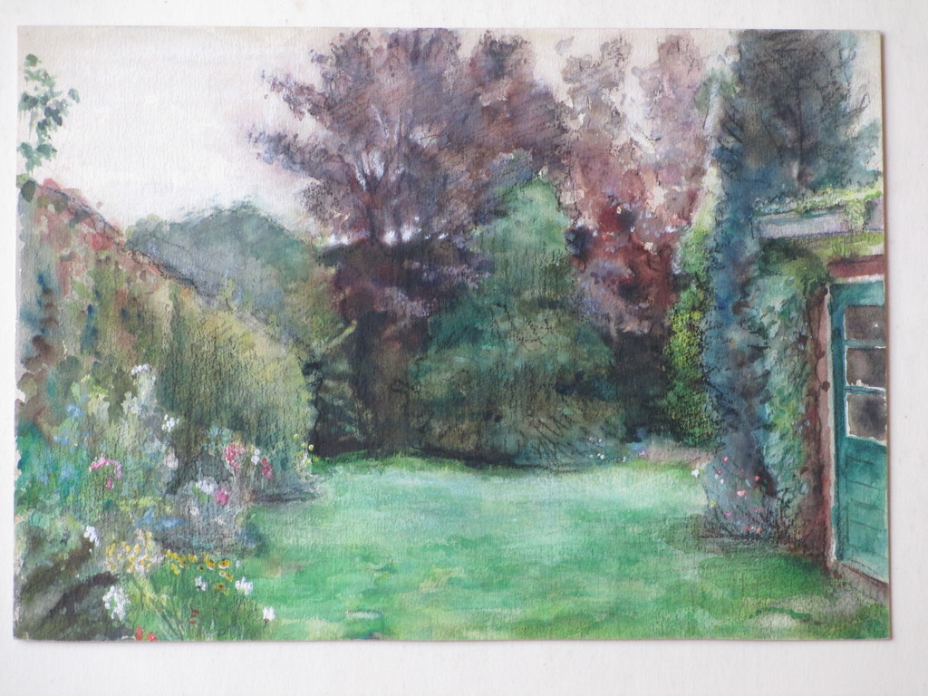 C.J.van Trigt-Hoevenaar, Weelderige tuin, Aquarel kopen? Bied vanaf 1!