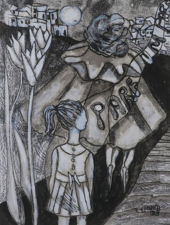 Franca Muller Jabusch: Acryl en krijt, De geur van amber - Ingelijst kopen? Bied vanaf 35!