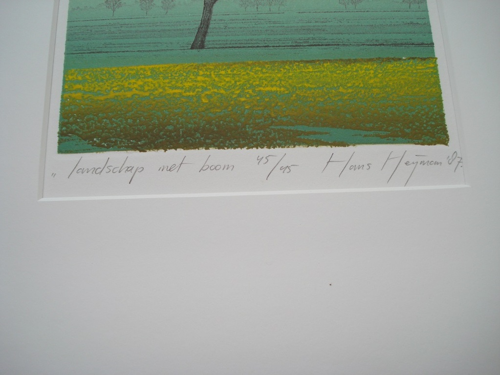 Hans Heijman (1951); ets, Landschap met boom. kopen? Bied vanaf 40!