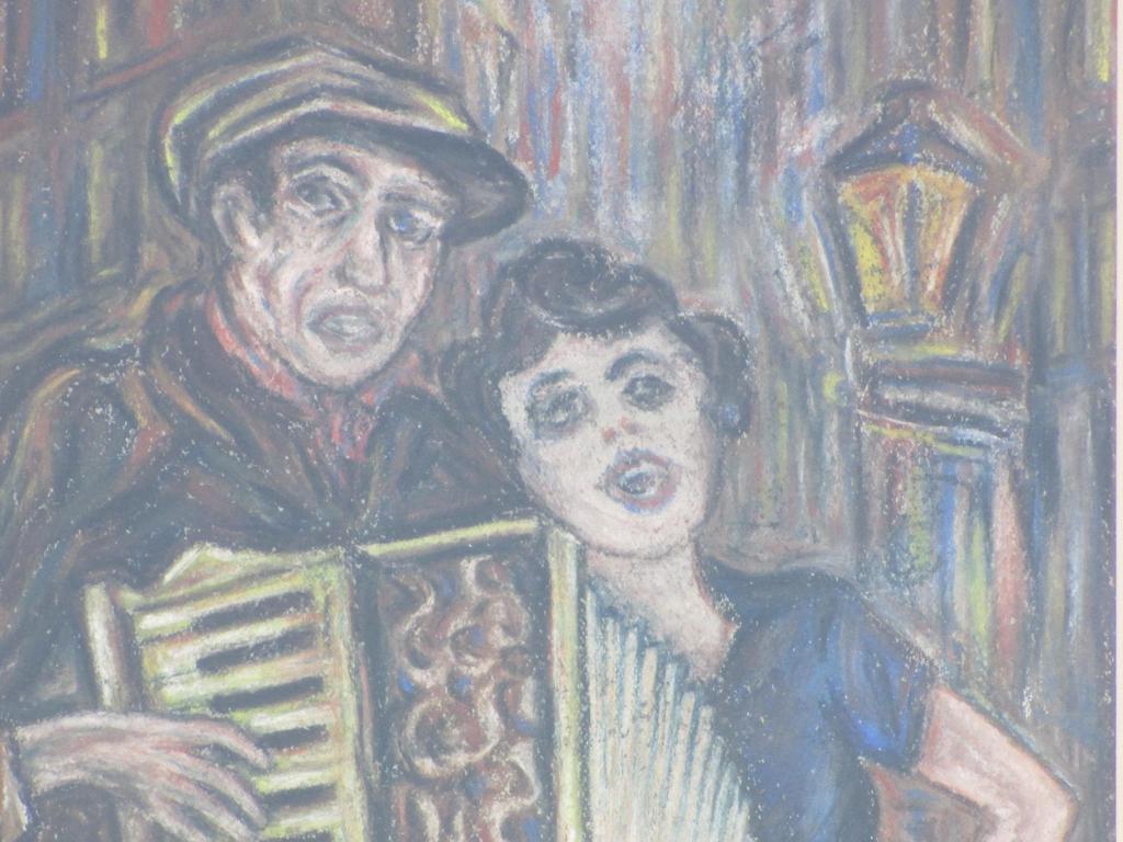 J.A.Verheul, Straatmuzikanten, Pastel kopen? Bied vanaf 75!