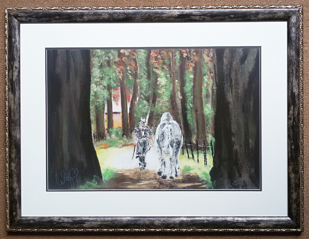 Man en paard, pastel (prachtig ingelijst) kopen? Bied vanaf 20!