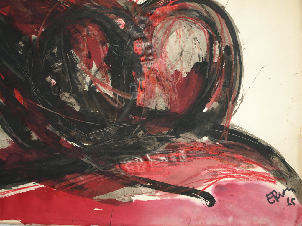 ERWIN DE VRIES (1929)–Gemengde techniek –Billen –Gesigneerd & ingelijst–1965 kopen? Bied vanaf 250!