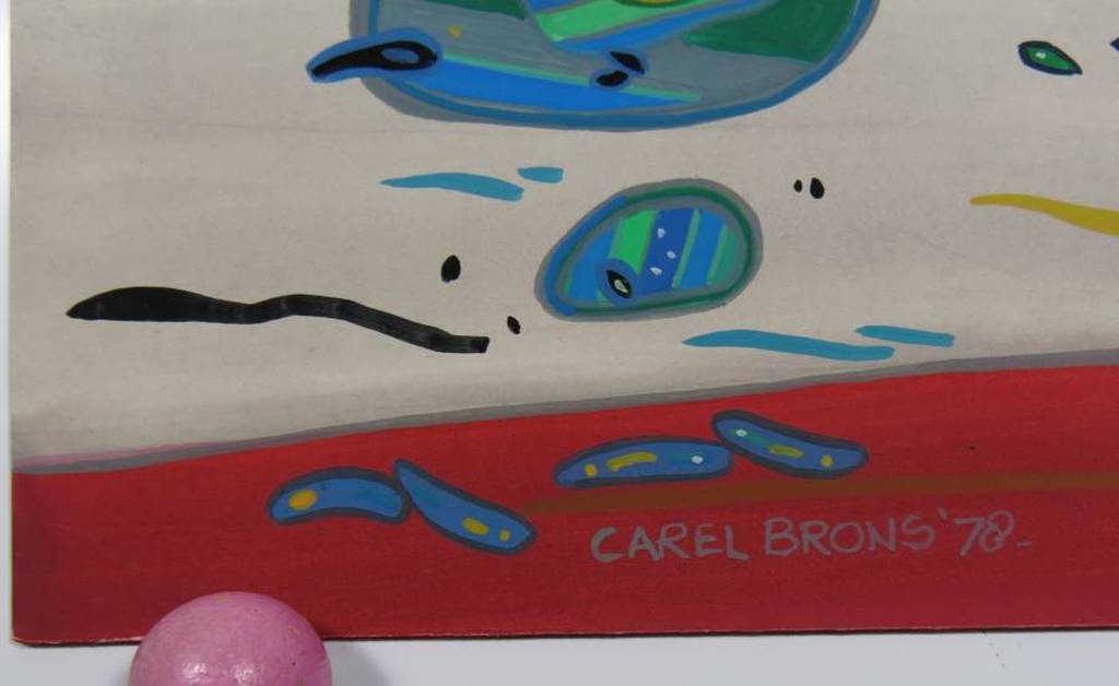 Carel Brons: Olieverf op karton, Abstracte figuur en dieren kopen? Bied vanaf 35!