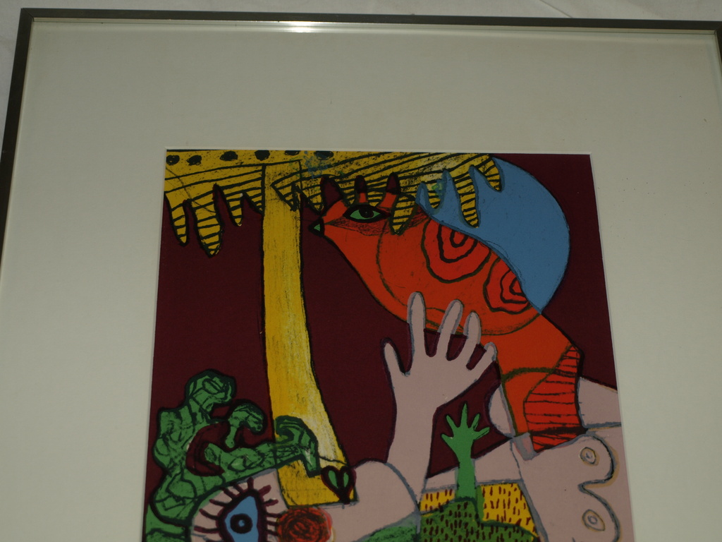 CORNEILLE : Litho,  'Femme et oiseau' – gesigneerd en ingelijst - 1978  kopen? Bied vanaf 125!