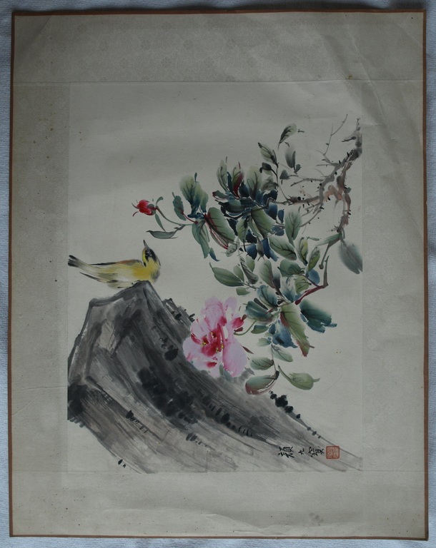 Japanse kunstenaar – Aquarel – Vogel en bloem – 45 x 34 cm - ca 1970 kopen? Bied vanaf 35!