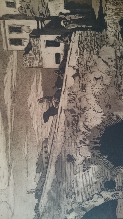 Contrastrijke grote ets van voor mij onbekende kunstenaar kopen? Bied vanaf 1!