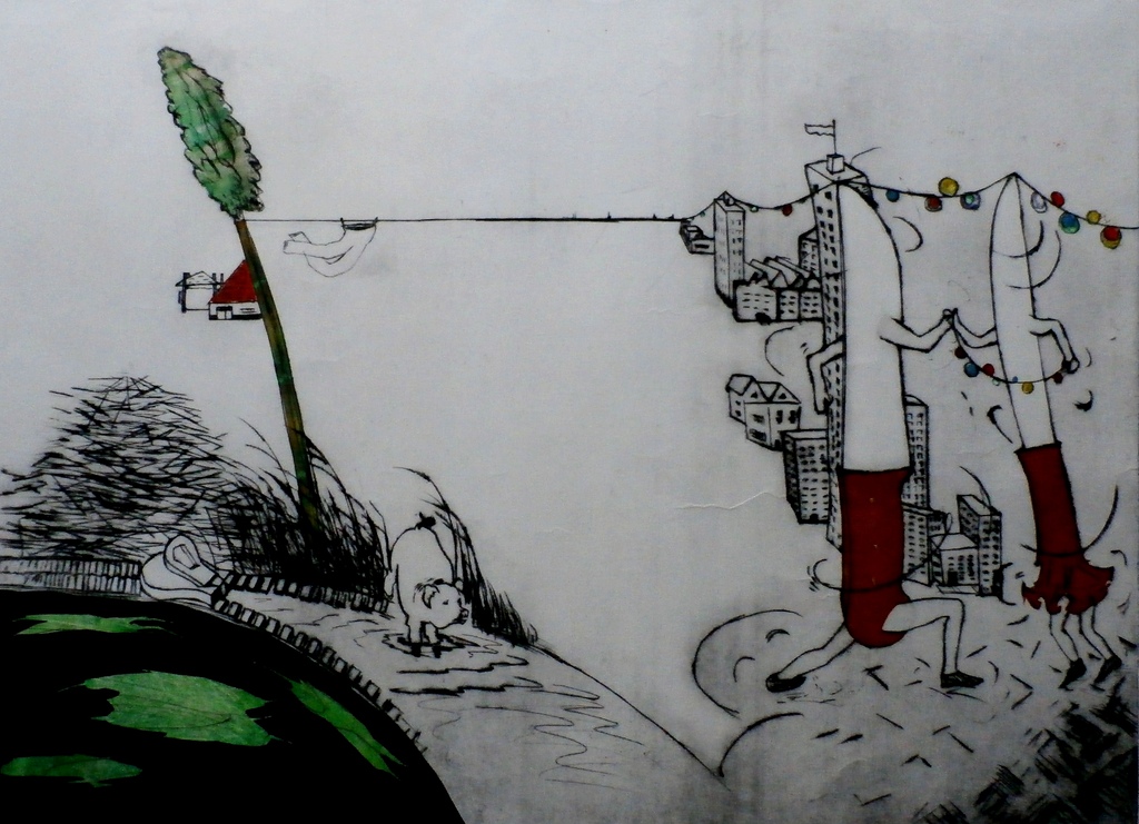 Wim Compier - ets: The pig is in the brook of feest - Groot! verkocht voor € 50!
