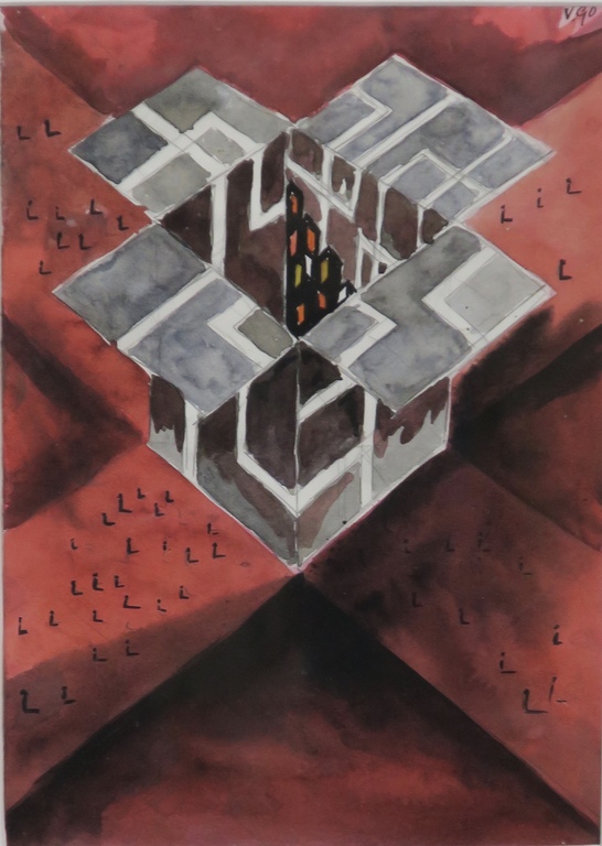 Flop Vinken: Aquarel, Zonder titel -Ingelijst kopen? Bied vanaf 20!