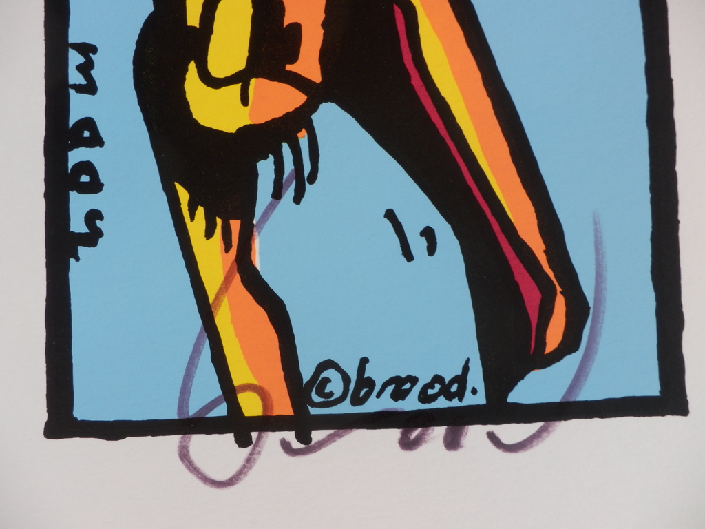 HERMAN BROOD, Gelimiteerde en HANDGESIGNEERDE Zeefdruk  SPOELT U MAAR kopen? Bied vanaf 85!
