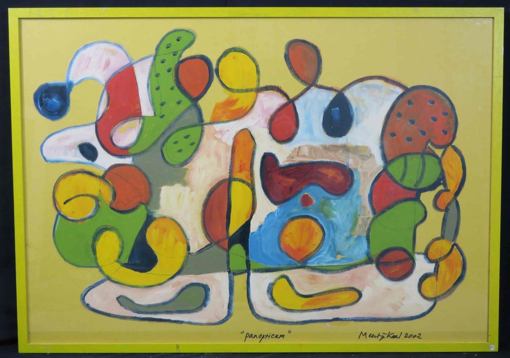 Meertje Kaal: Acryl op papier, Panopticum - Ingelijst verkocht voor € 76!