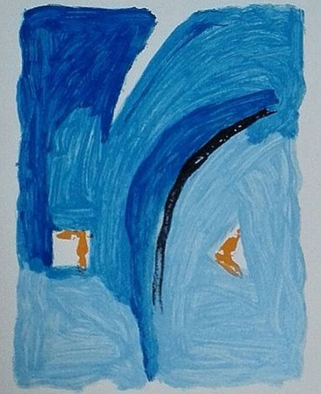 GERARD BIJNENS Zeefdruk Abstract Blauw handgesigneerd kopen? Bied vanaf 25!