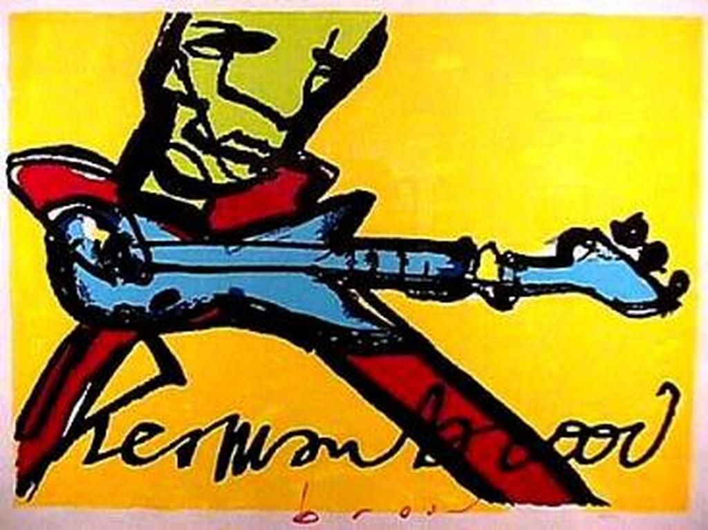 HERMAN BROOD Gr.Zeefdruk(80x100cm)   GUITARMAN   Oplage 250ex  HANDGESIGNEERD verkocht voor € 365!