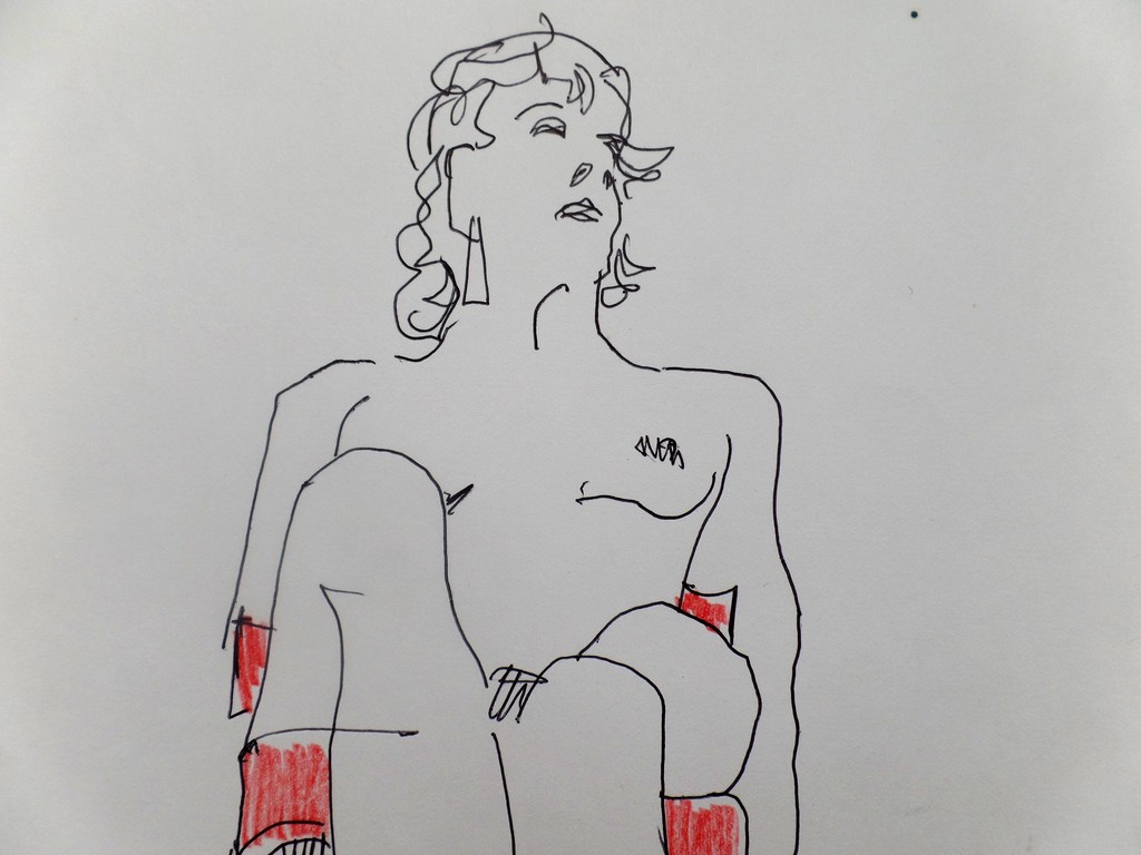 Piet Mulder 1919-2001  -  Potlood tekening  -  Naaktmodel / Hoogstandje kopen? Bied vanaf 5!