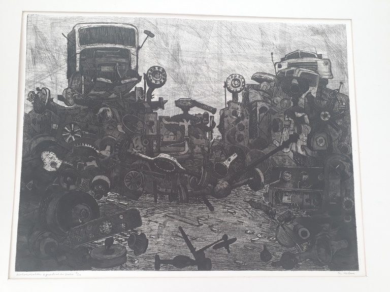 Ben Ikelaar: Aquatint autowrakken Du Suare kopen? Bied vanaf 50!