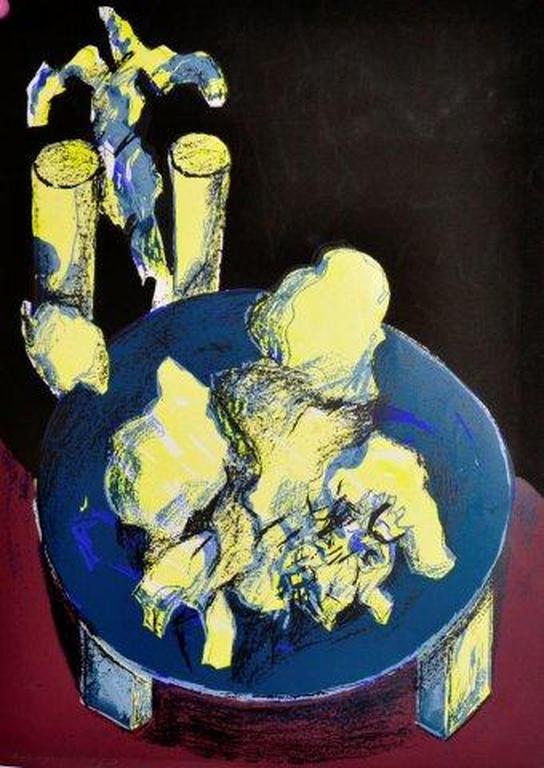 Jan Sierhuis: Litho, Stilleven met tafel, 1973 verkocht voor € 50!