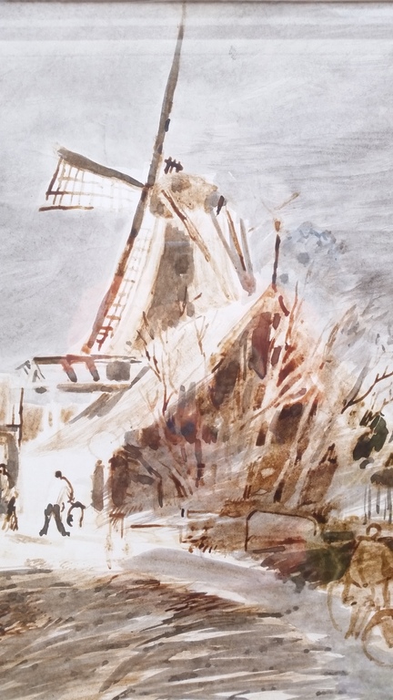 Huib van Vugt: Aquarel, Holllands landschap kopen? Bied vanaf 70!