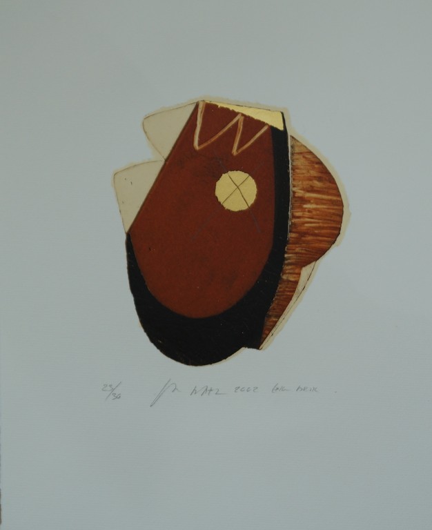 Jan Naezer - gesigneerde etscollage met bladgoud - 30 ex. kopen? Bied vanaf 15!