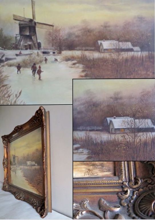 Piet Peters (1889-1950)-Winterlandschap-Gesign- Olieverf op doek-IN FRAAIE LIJST kopen? Bied vanaf 1!