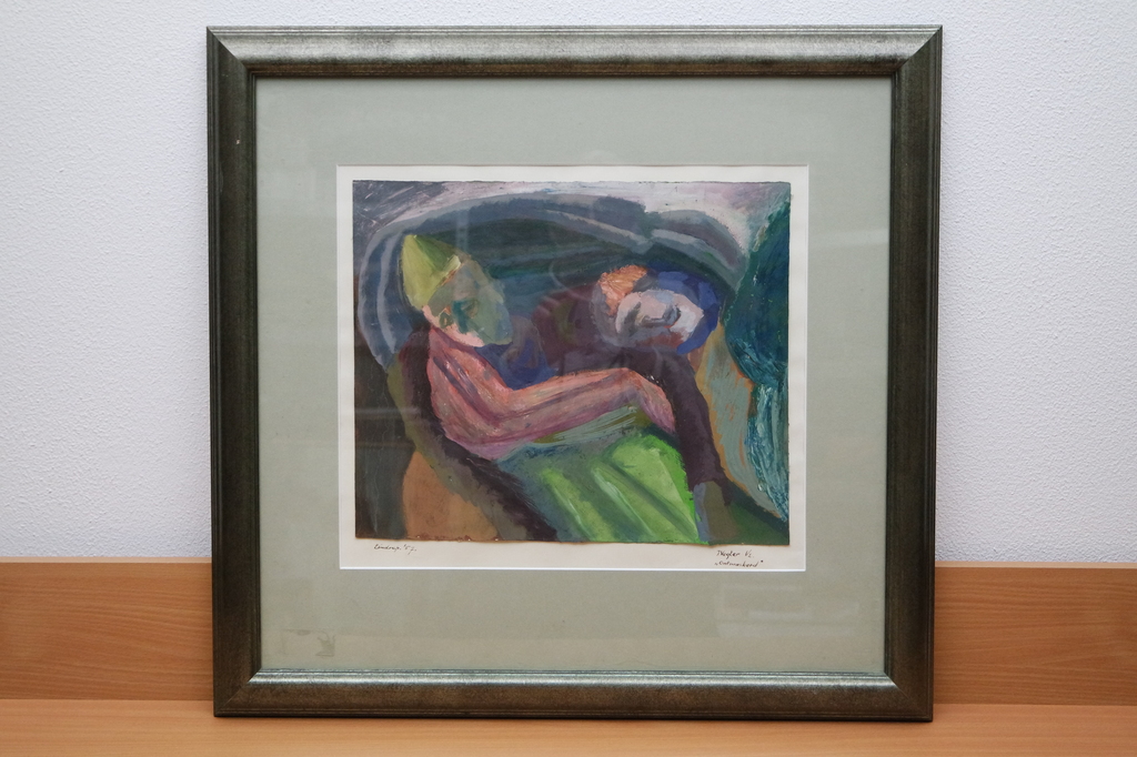 Jaap Vegter (1932-2003) - gouache - 'Ontmaskerd' verkocht voor € 165!
