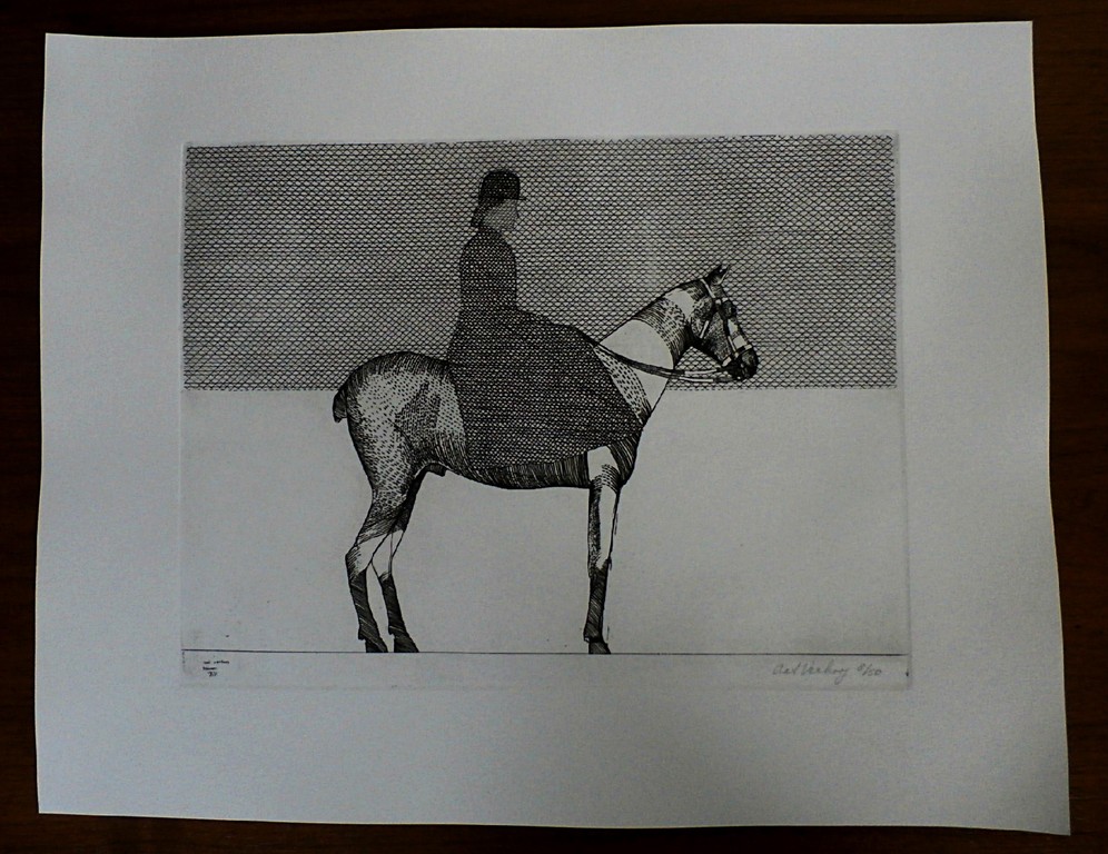 Aat Verhoog - ets: dame op paard - gesigneerd - 1971 kopen? Bied vanaf 50!