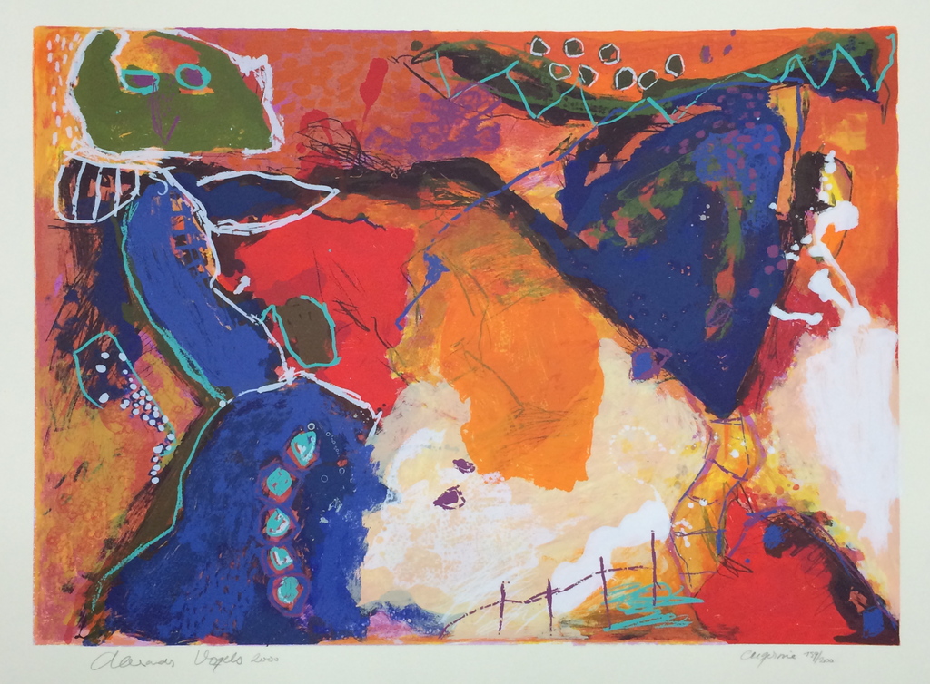 Alexander Vogels , zeefdruk , titel:  verkocht voor € 60!