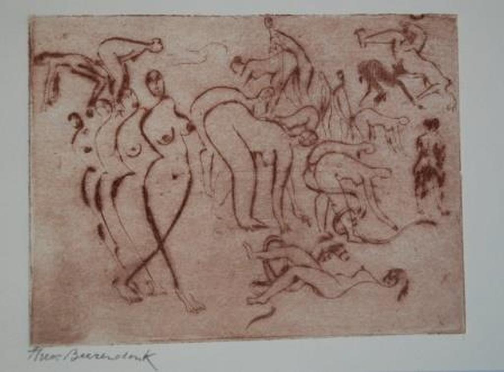 Theo Beerendonk, ets 'Gezellig Samen-zijn' ca. 1970  11x9  kopen? Bied vanaf 22!