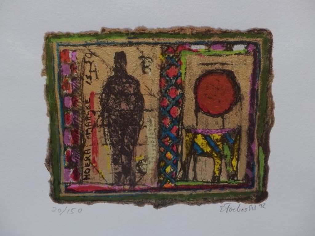 ERIC TOEBOSCH Zeefdruk ,,HOERA MARIJKE,, Handgesigneerd verkocht voor € 35!