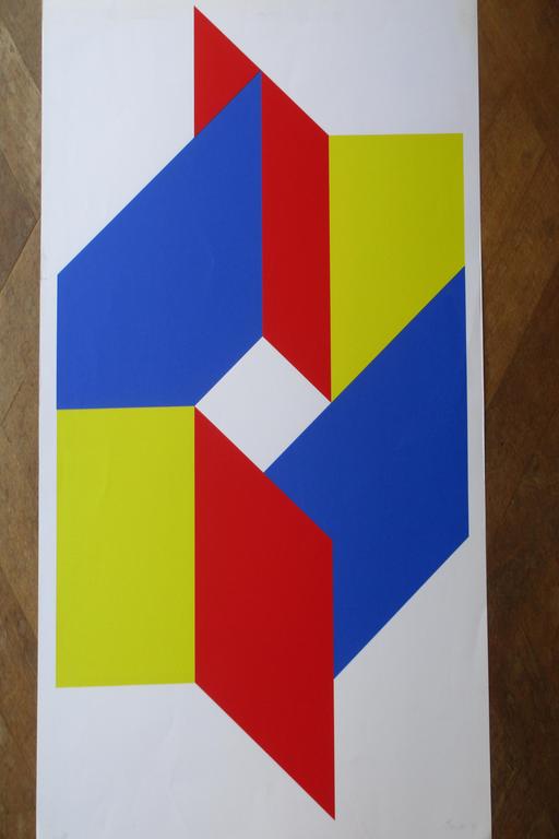 Bob Bonies, Geometrische compositie in primaire kleuren, Zeefdruk kopen? Bied vanaf 80!