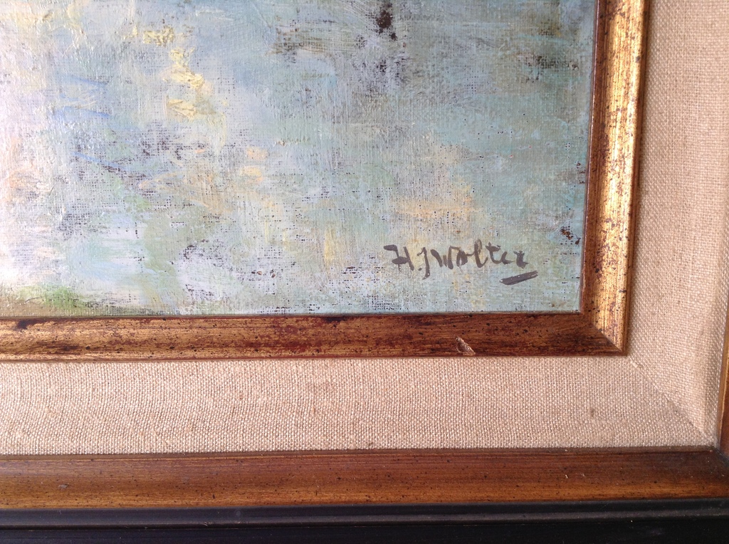 H.J. Wolter (1873-1952) Amersfoort. Zuid Europees landschap aan water kopen? Bied vanaf 500!