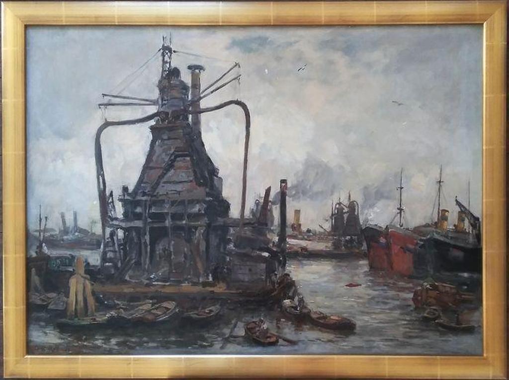 Evert Moll (1878-1955) - Bedrijvigheid rondom een graanelevator kopen? Bied vanaf 675!