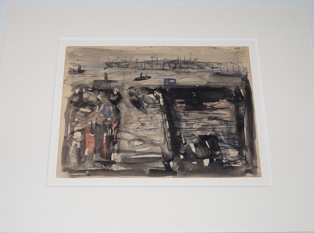 Kees Franse, Aquarel/Tekening, Haven met boten kopen? Bied vanaf 50!