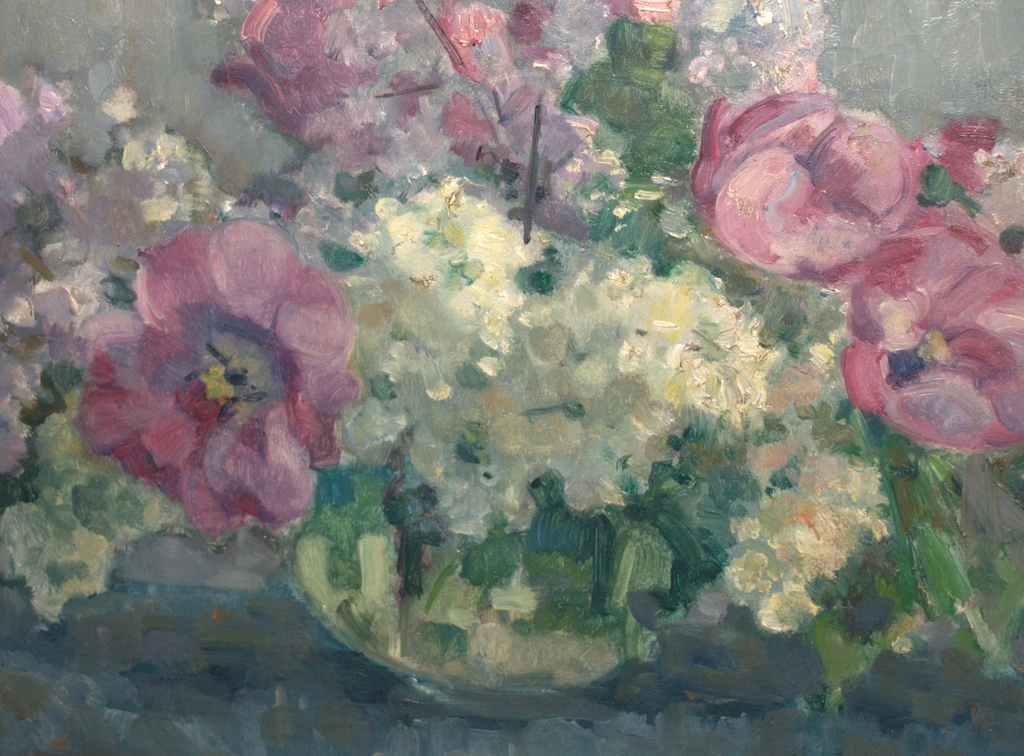 BLOEMEN IN EEN VAAS - OLIEVERF OP DOEK  kopen? Bied vanaf 39!