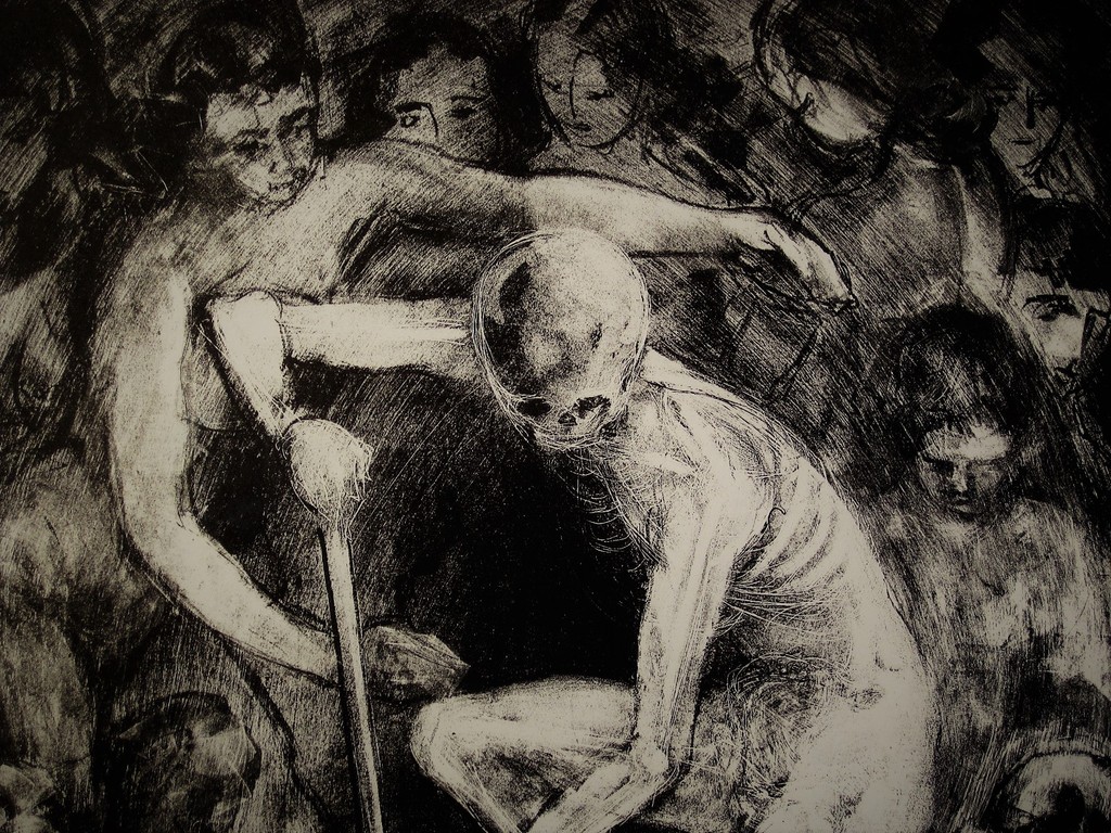 Mooie grote 1955 gesigneerde Vanitas Steendruk Jan Förrer (1925-)  kopen? Bied vanaf 1!