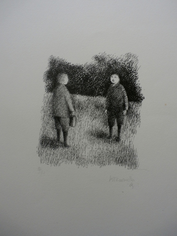 Metten Koornstra - Litho: 2 figuren in landschap - 1969 kopen? Bied vanaf 45!