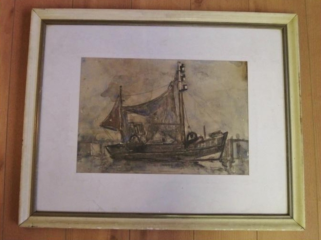 FRANS VERPOORTEN aquarel vissersboot IJM 24 (IJmuiden) (Heyboer) kopen? Bied vanaf 45!