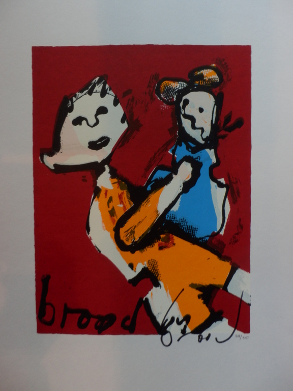HERMAN BROOD Grote HANDGESIGNEERDE en Gelimiteerde Zeefdruk MOEDER EN KIND kopen? Bied vanaf 160!